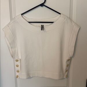 Anthropologie White Button-Detail Women's Top